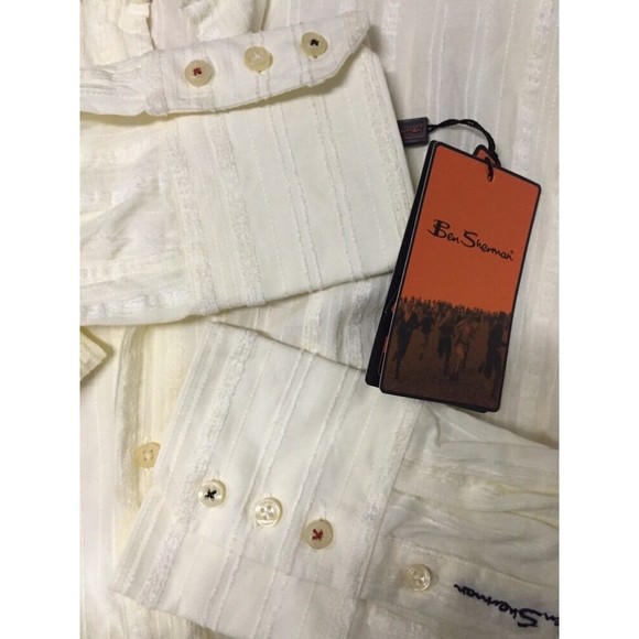 Ben Sherman Men's Shirt Cream Color Dress Casual Button Up Size Large New! - Picture 11 of 11